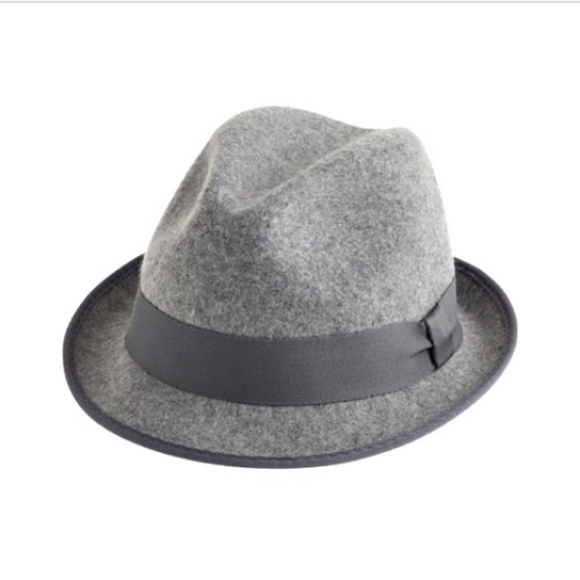 J. Crew Grey 100% Wool Ribbon Fedora Hat Size M/L Classic Preppy Minimalist - Picture 1 of 10